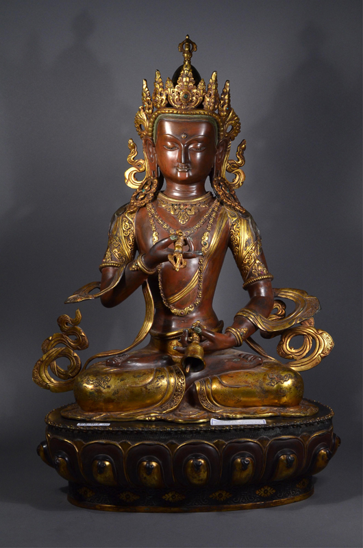 A rare and important Chinese gilt bronze figure of Amitayus realized a hammer price of $33,880. 888 Auctions image.
